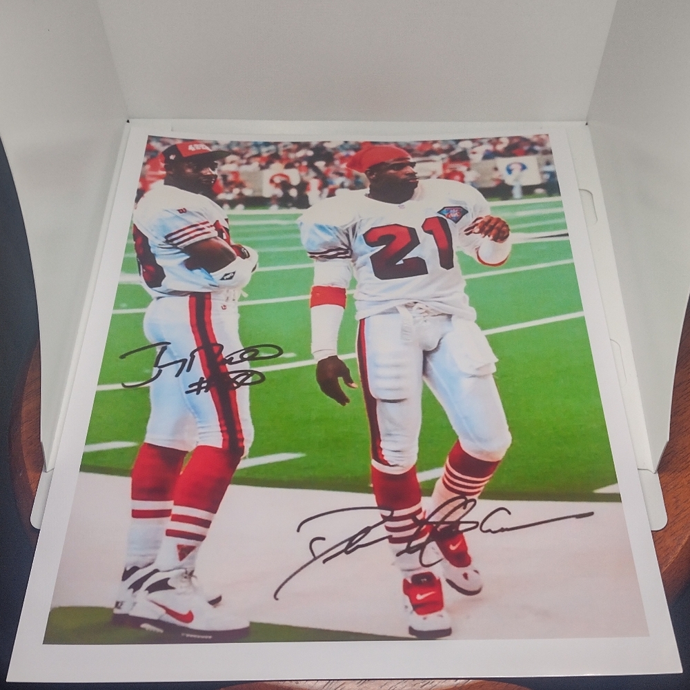 SAN FRANCISCO 49ERS 8.5x11 GLOSSY🏈POSTER JERRY RICE🌟& PRIME DEION🌟 SANDERS!🔥